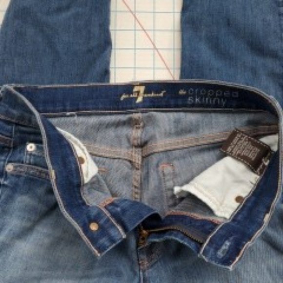 7 For All Mankind The Cropped Skinny Slim Women's 27 Jeans 28x27 Denim Dark USA - Picture 7 of 10